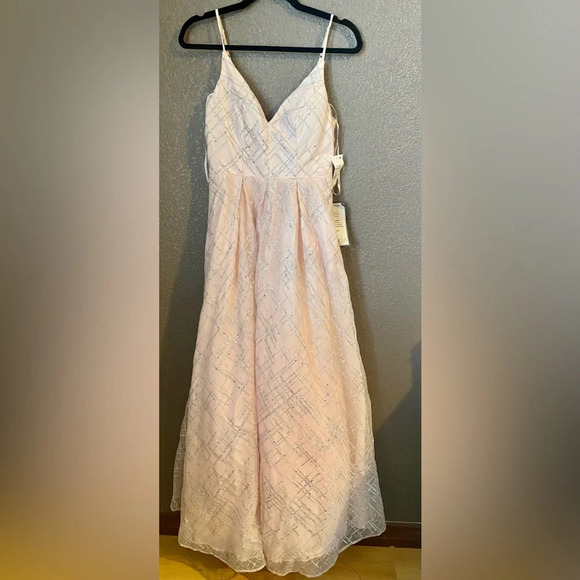 CRYSTAL DOLLS Pink Glitter Spaghetti Strap Sweetheart Full-Length Formal Gown - Picture 3 of 5